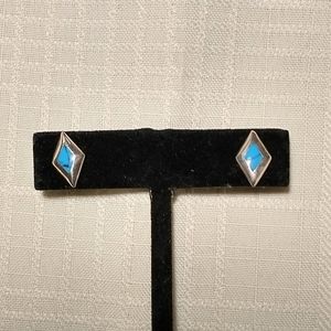 Sterling Silver Earrings with Turquoise Inlay